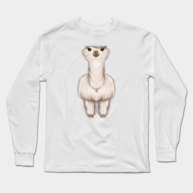 Cute Llama Drawing Long Sleeve T-Shirt by Play Zoo